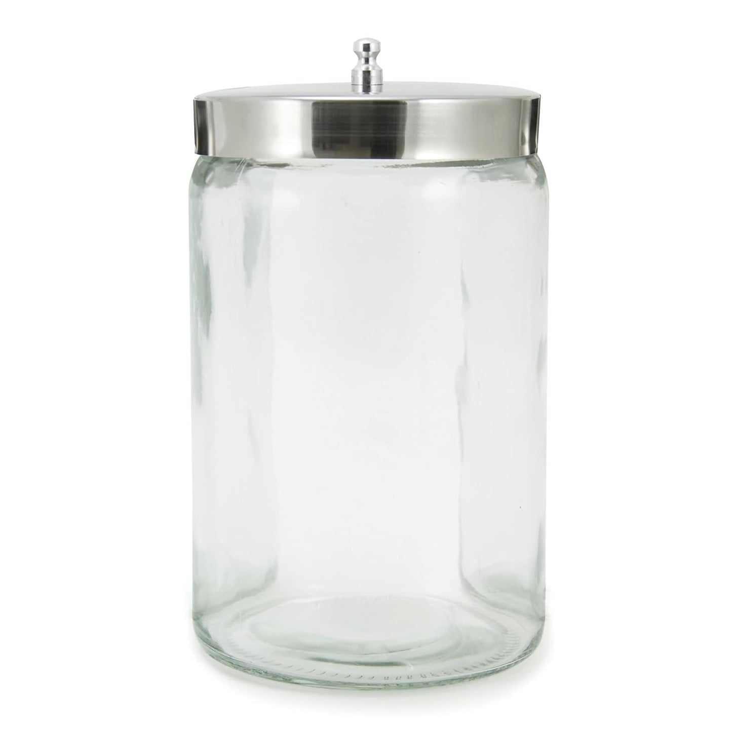 Clear Glass Storage Jar with Stainless Steel Lid – 4.5" x 7" Food-Grade Airtight Canister for Dry Goods, Candy, Spices, Pantry or Display Use