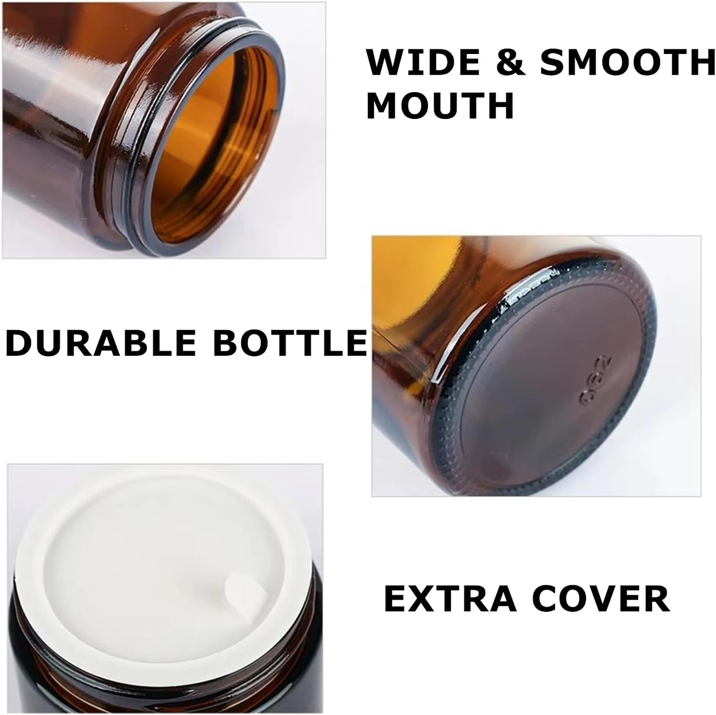 24-Pack 4oz Amber Glass Jars with Black Lids – Wide Mouth, BPA-Free, Reusable Containers for Creams, Salves, Candles, Balms & DIY Packaging