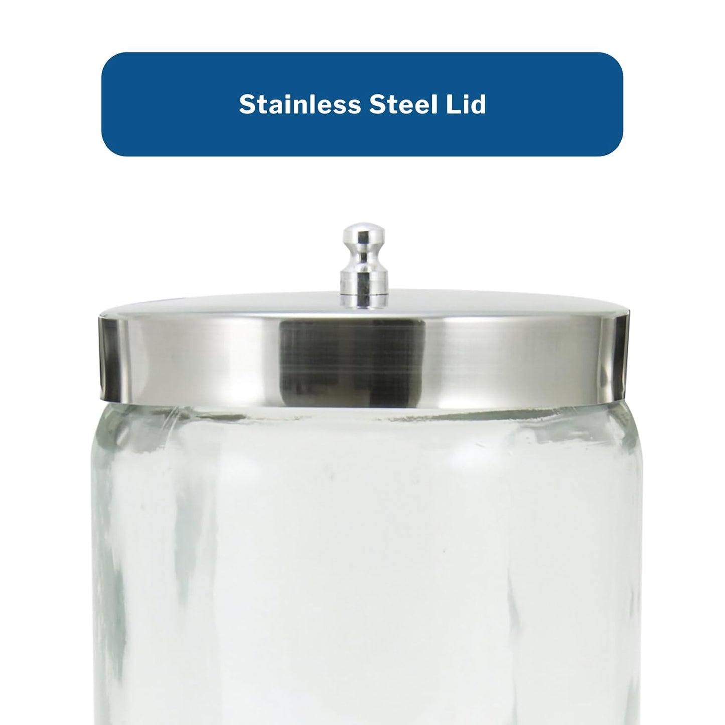 Clear Glass Storage Jar with Stainless Steel Lid – 4.5" x 7" Food-Grade Airtight Canister for Dry Goods, Candy, Spices, Pantry or Display Use