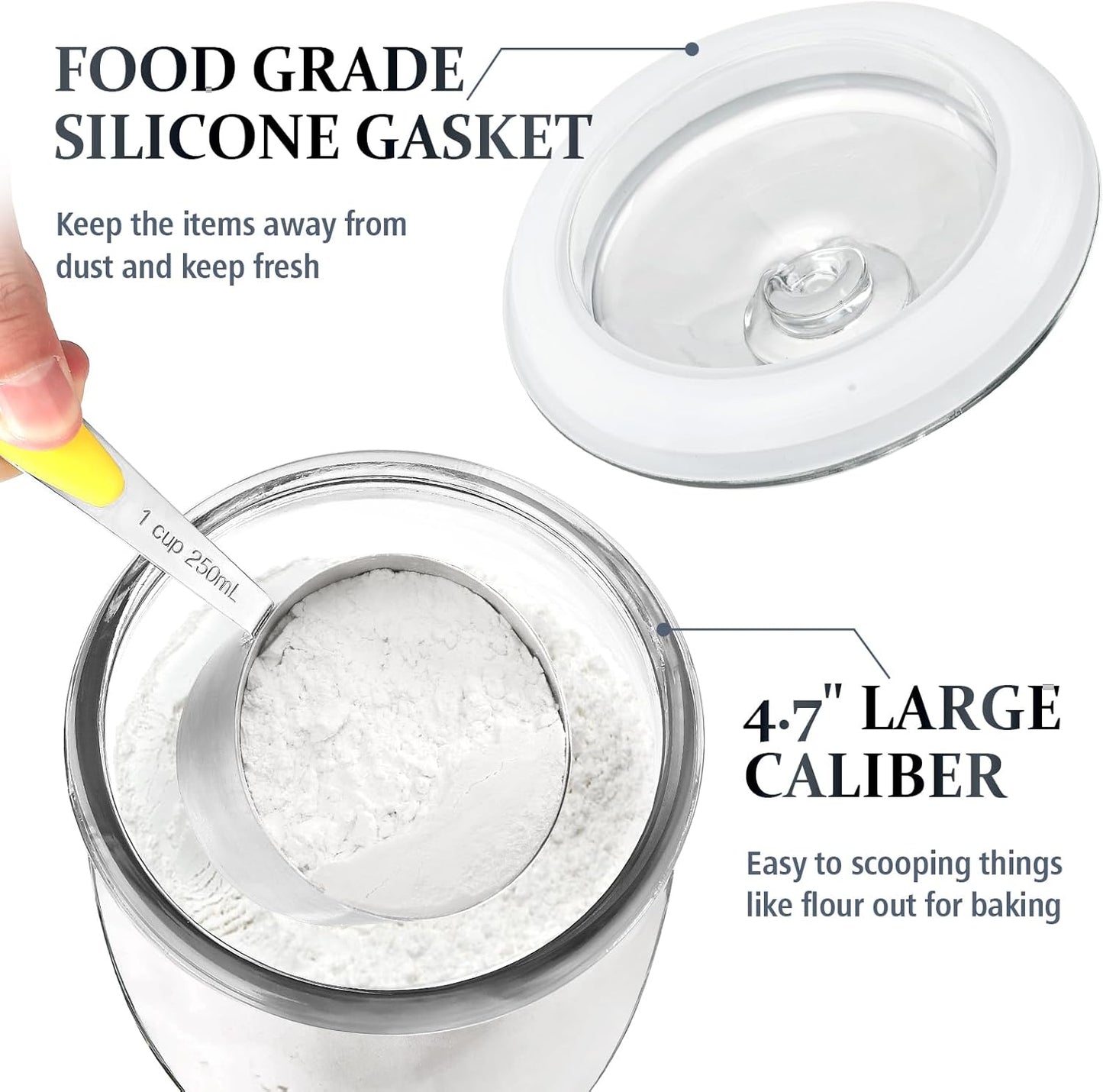 0.56 Gallon (72oz) Clear Glass Storage Jar with Easy-Grip Glass Lid – Thick Food-Safe Glass, BPA-Free, Dishwasher Safe, Perfect for Snacks, Dry Goods, or Display