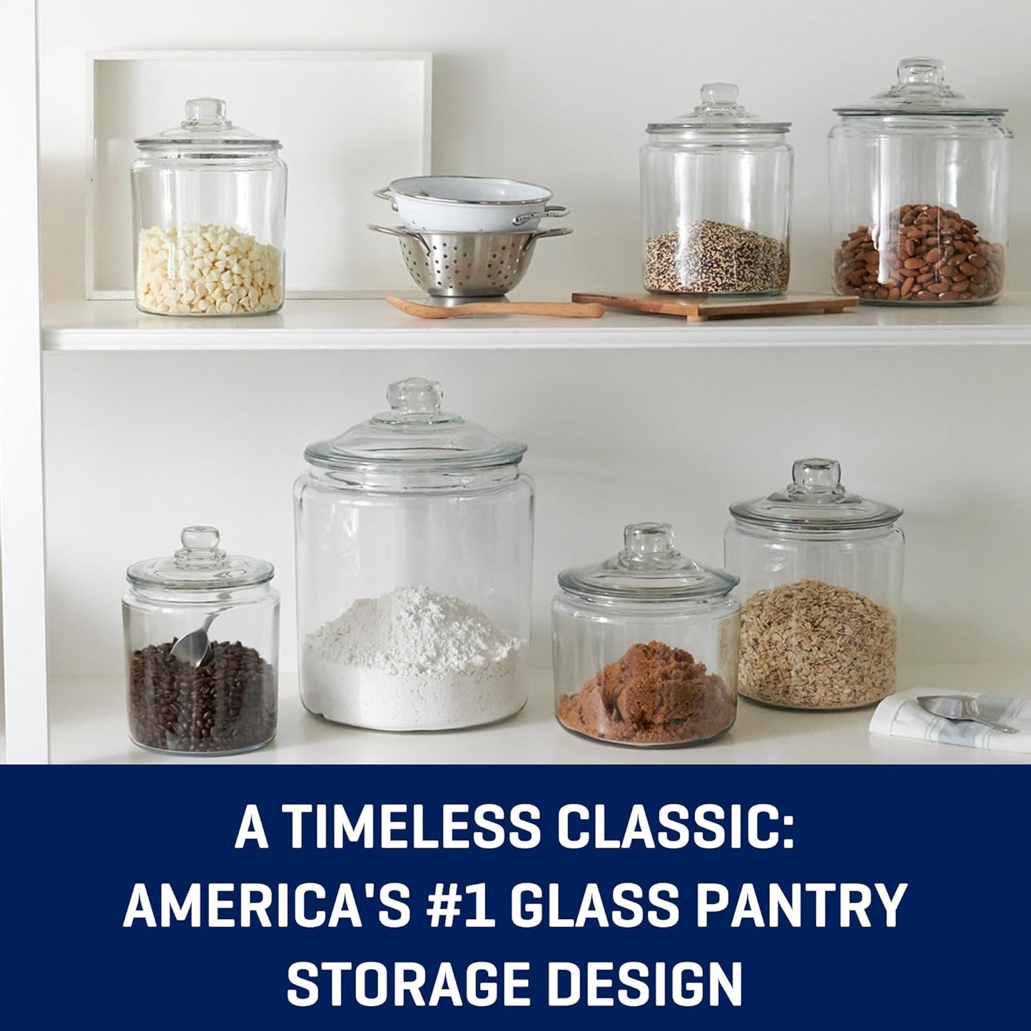 2-Pack 1 Gallon Glass Storage Jars with Lids – 128oz (3.8L) Large Clear Containers for Sugar, Rice, Snacks, Flour & More