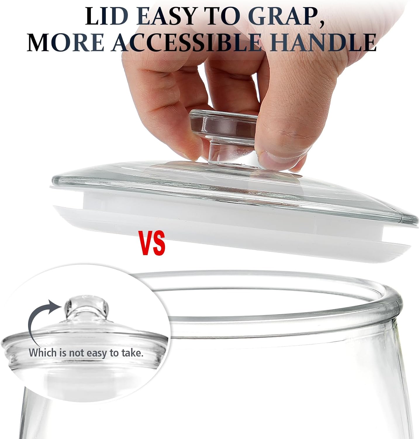 0.56 Gallon (72oz) Clear Glass Storage Jar with Easy-Grip Glass Lid – Thick Food-Safe Glass, BPA-Free, Dishwasher Safe, Perfect for Snacks, Dry Goods, or Display