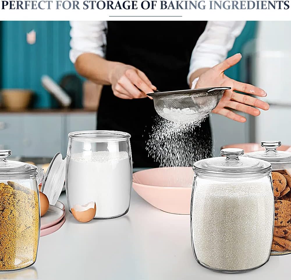 0.56 Gallon (72oz) Clear Glass Storage Jar with Easy-Grip Glass Lid – Thick Food-Safe Glass, BPA-Free, Dishwasher Safe, Perfect for Snacks, Dry Goods, or Display
