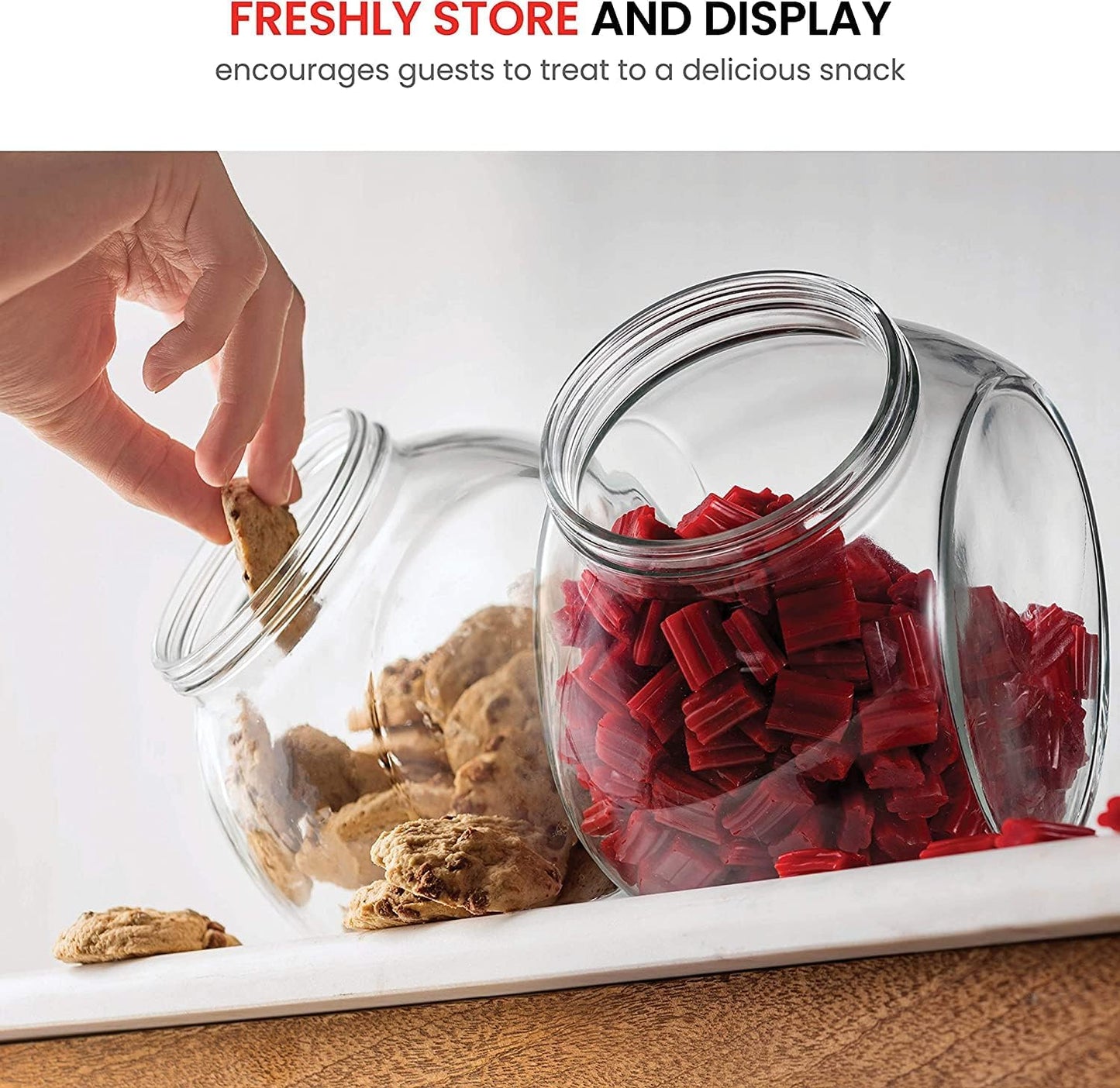2.23L Glass Storage Jar with Stainless Steel Lid – Large Clear Round Candy Container for Kitchen, Snacks, Coffee Beans, Pet Food & More