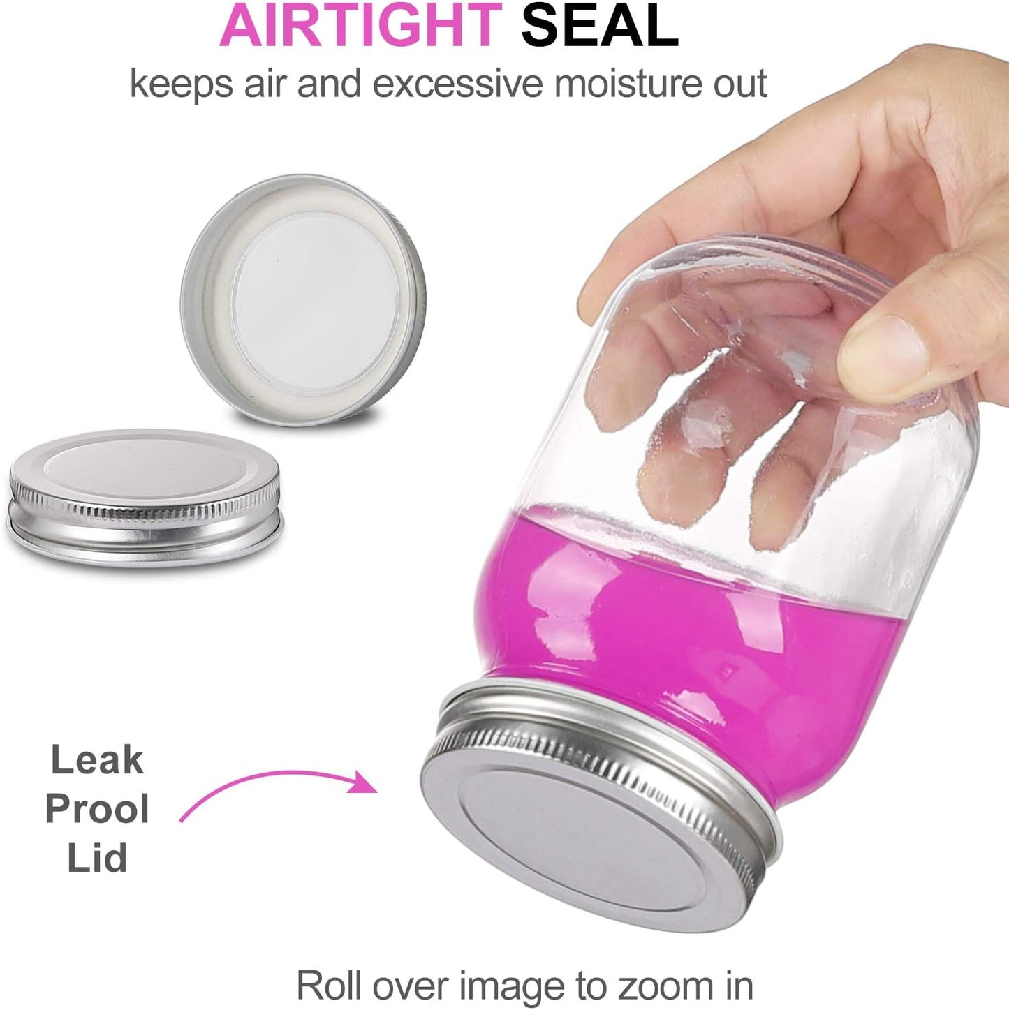 4-Pack 16oz Glass Mason Jars with Metal Screw Lids – Food Grade Clear Storage Containers for Jam, Honey, Spices, DIY Crafts & More