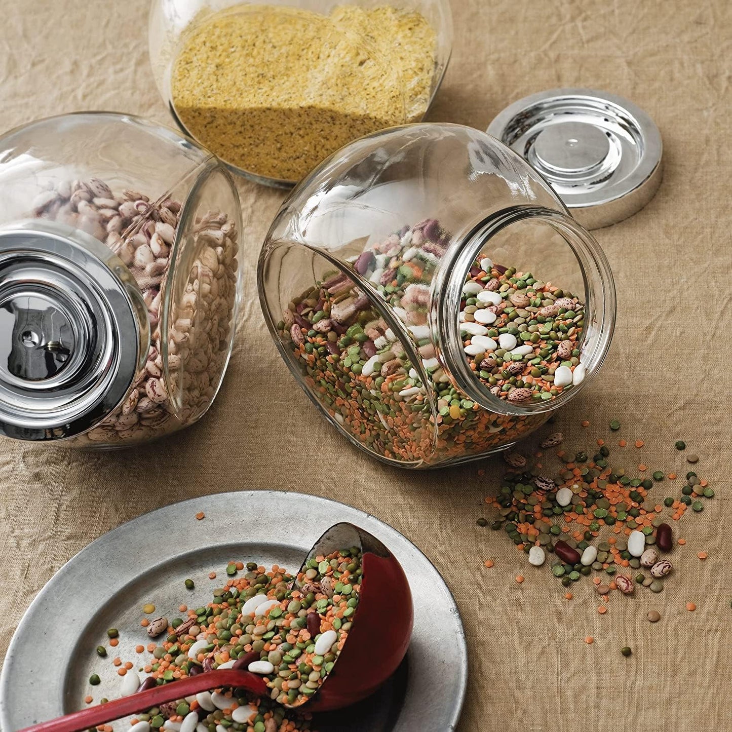 2.23L Glass Storage Jar with Stainless Steel Lid – Large Clear Round Candy Container for Kitchen, Snacks, Coffee Beans, Pet Food & More