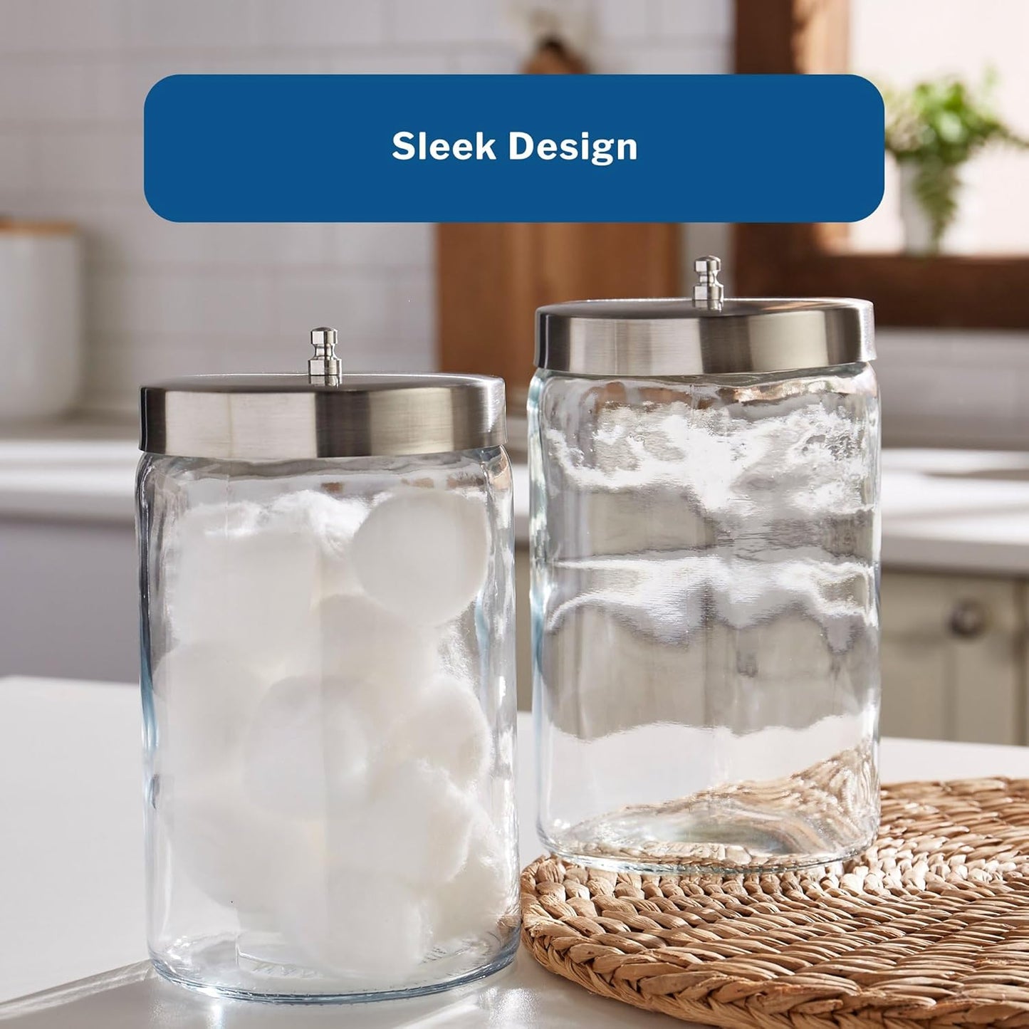 Clear Glass Storage Jar with Stainless Steel Lid – 4.5" x 7" Food-Grade Airtight Canister for Dry Goods, Candy, Spices, Pantry or Display Use