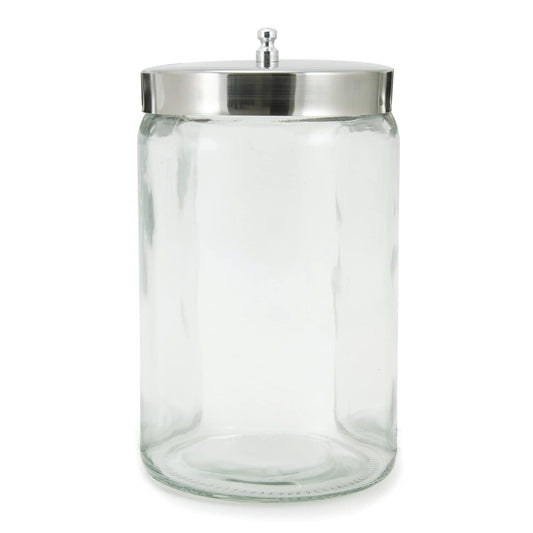 Clear Glass Storage Jar with Stainless Steel Lid – 4.5" x 7" Food-Grade Airtight Canister for Dry Goods, Candy, Spices, Pantry or Display Use