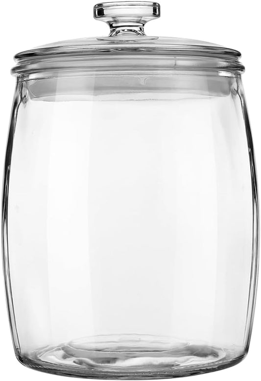 0.56 Gallon (72oz) Clear Glass Storage Jar with Easy-Grip Glass Lid – Thick Food-Safe Glass, BPA-Free, Dishwasher Safe, Perfect for Snacks, Dry Goods, or Display