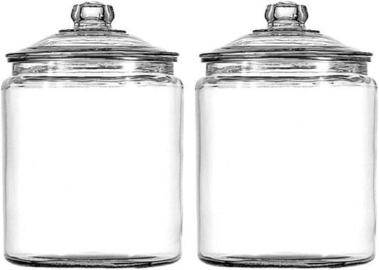 2-Pack 1 Gallon Glass Storage Jars with Lids – 128oz (3.8L) Large Clear Containers for Sugar, Rice, Snacks, Flour & More